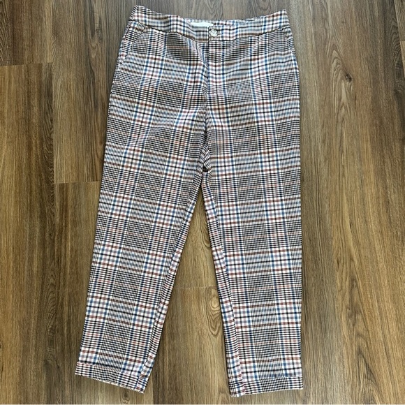 Anthropologie Pants - Anthropologie Malcolm Plaid Tapered Cuffed Trouser Pants Women 8 Office Slim Fit